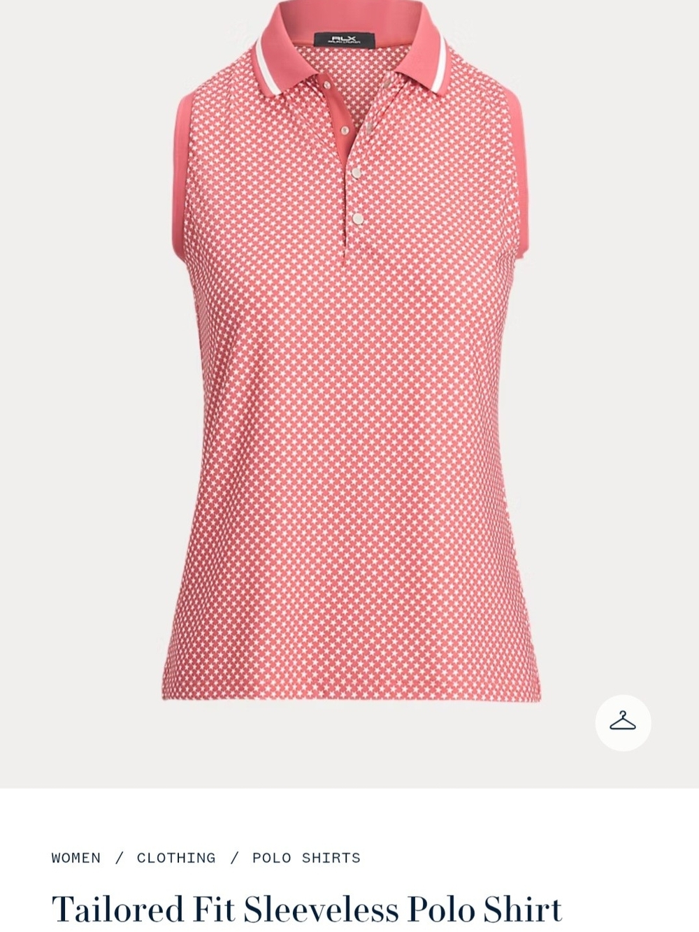 Ralph Lauren Pink Sleeveless Golf Polo Tank with White Dot Print